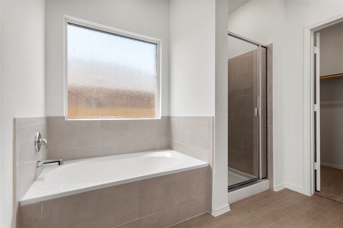Bathroom, Glass Shower, Interior, Wood Texture Flooring