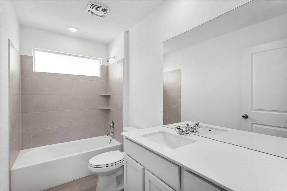 Bathroom, Interior, Recessed Lighting, Wood Texture Flooring