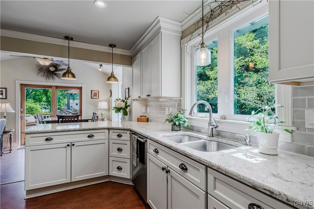 Interior, Kitchen, Pendant Lights, Recessed Lighting, Wood Texture Flooring