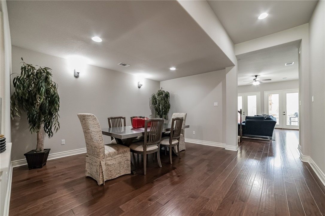 Dining room, Interior, Recessed Lighting, Wood Texture Flooring
