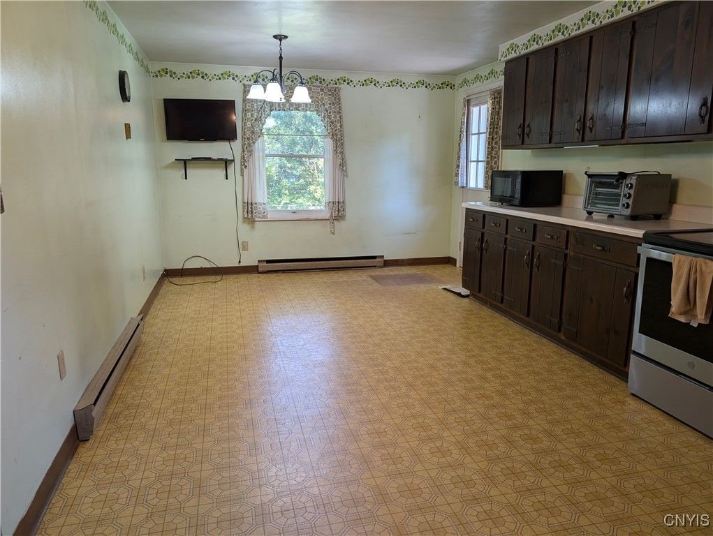 Chandelier, Empty room, Interior, Kitchen, Pendant Lights