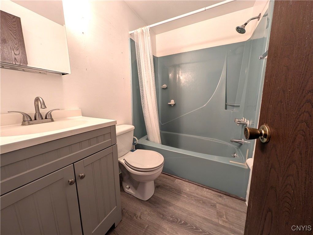 Bathroom, Glass Shower, Interior, Wood Texture Flooring