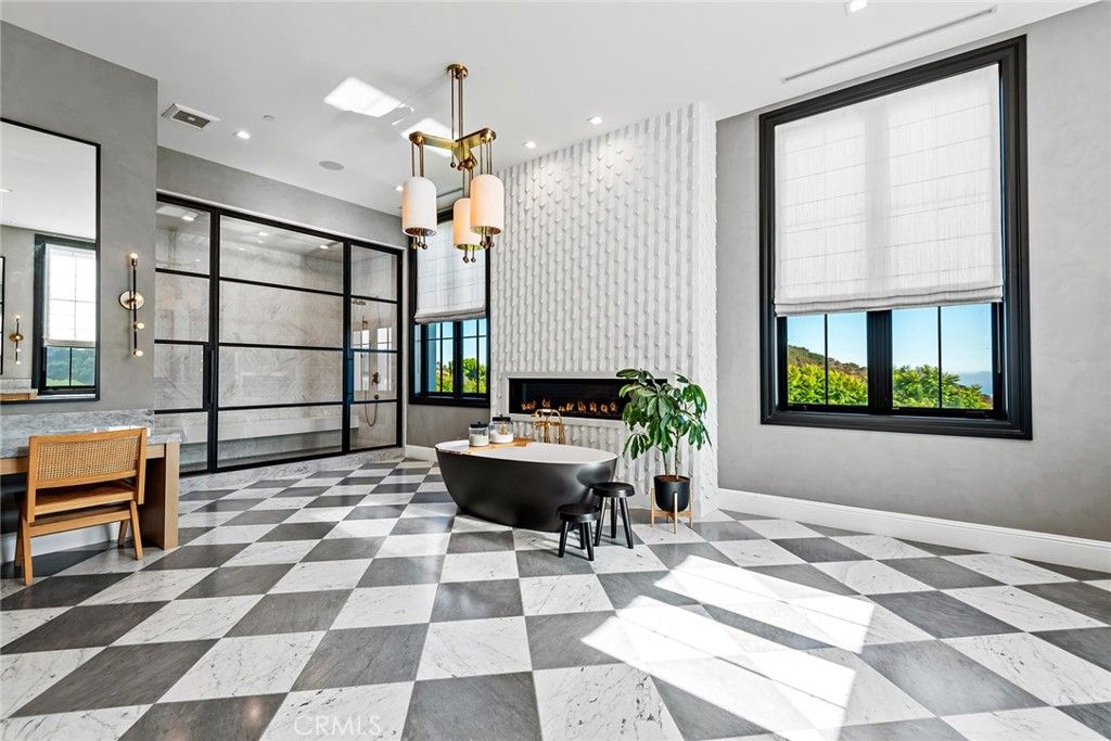 Fireplace, Interior, Marble, Pendant Lights, Recessed Lighting