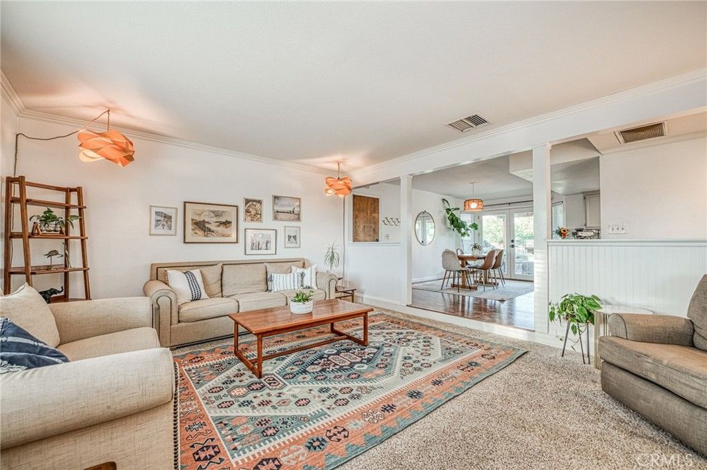 Dining room, Interior, Living room, Pendant Lights, Wood Texture Flooring