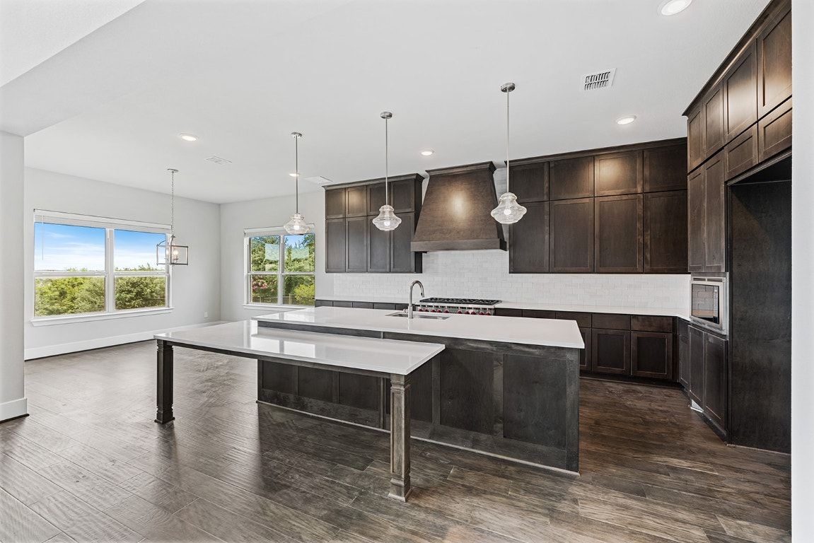 Interior, Kitchen, Pendant Lights, Recessed Lighting, Wood Texture Flooring