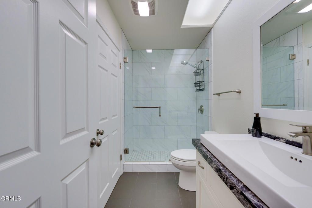 Bathroom, Glass Shower, Interior, Marble Walls, Recessed Lighting