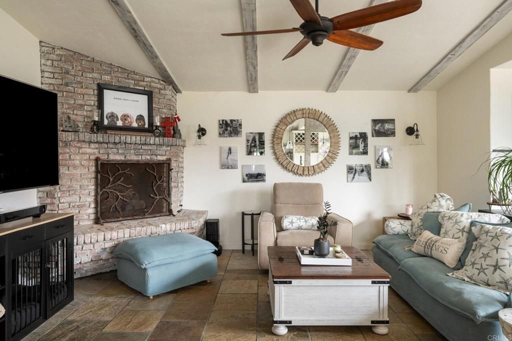 Fireplace, Interior, Living room, Stone Walls, Wooden Beams