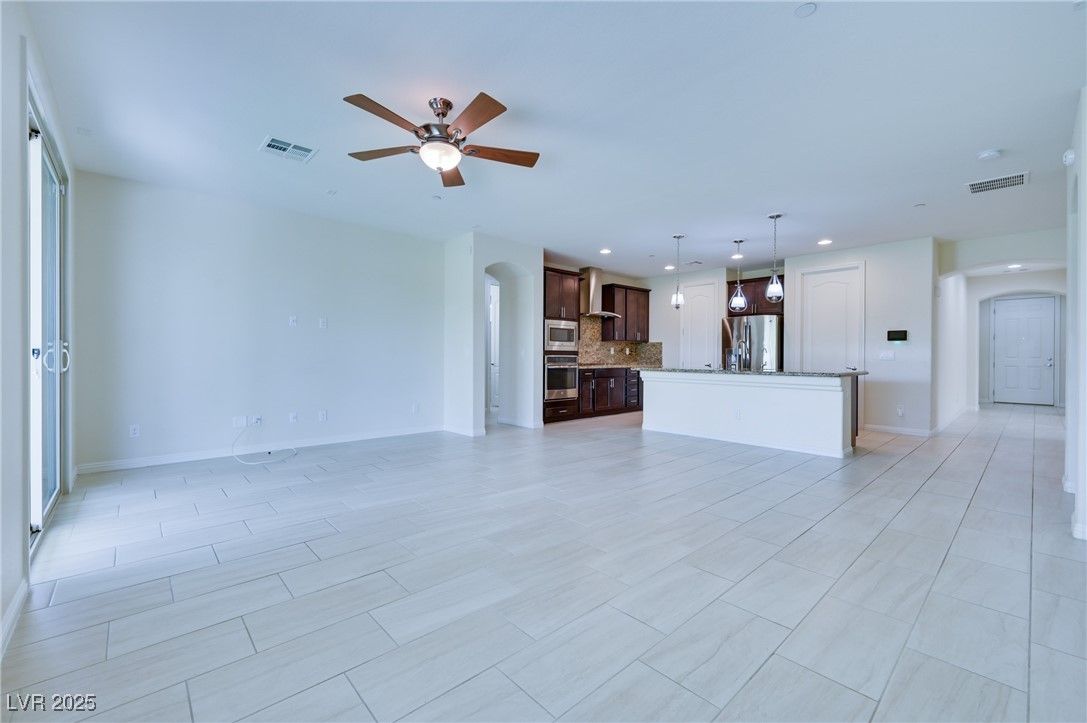 Empty room, Interior, Kitchen, Pendant Lights, Recessed Lighting