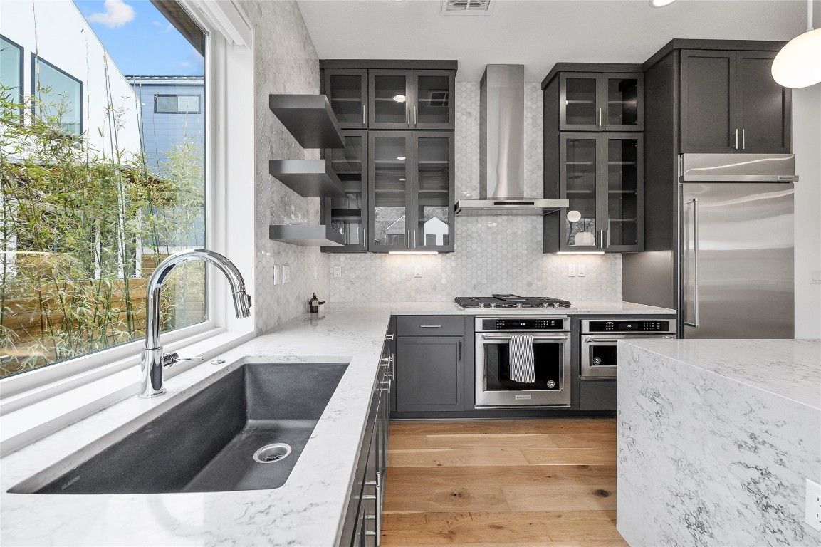 Interior, Kitchen, Stainless Steel Appliances, Wood Texture Flooring