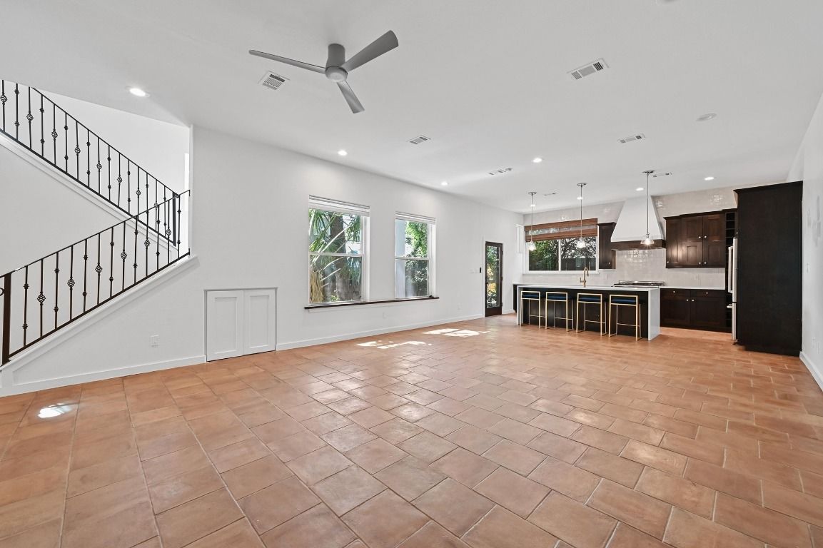 Empty room, Interior, Kitchen, Pendant Lights, Recessed Lighting