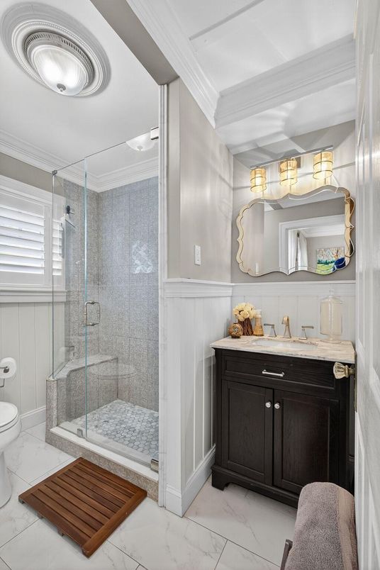 Bathroom, Glass Shower, Interior, Marble