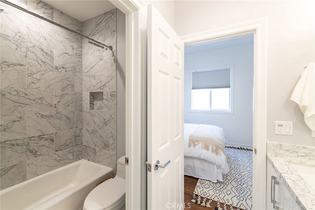 Bathroom, Interior, Marble Walls, Wood Texture Flooring