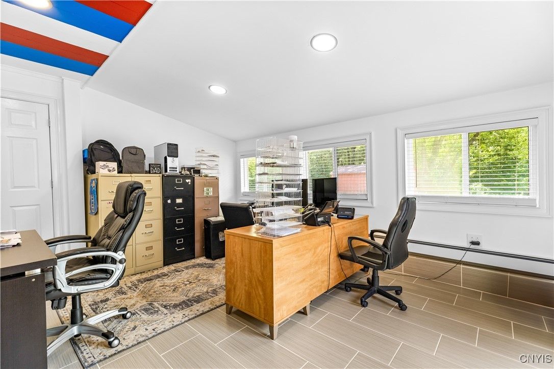 Home Office, Interior, Recessed Lighting, Wood Texture Flooring