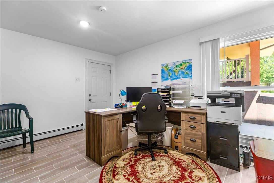 Home Office, Interior, Recessed Lighting, Wood Texture Flooring