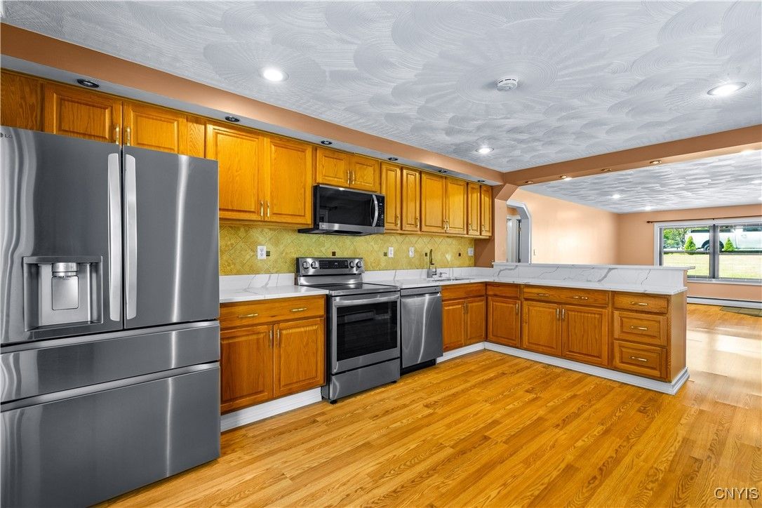 Interior, Kitchen, Recessed Lighting, Wood Texture Flooring
