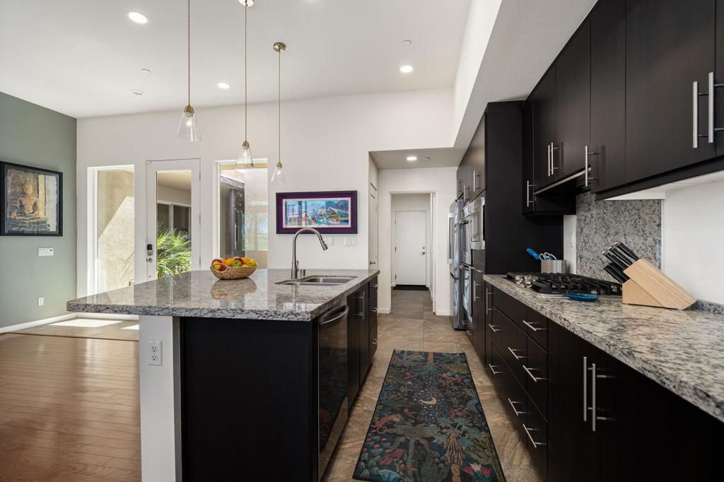 Interior, Kitchen, Pendant Lights, Recessed Lighting, Wood Texture Flooring