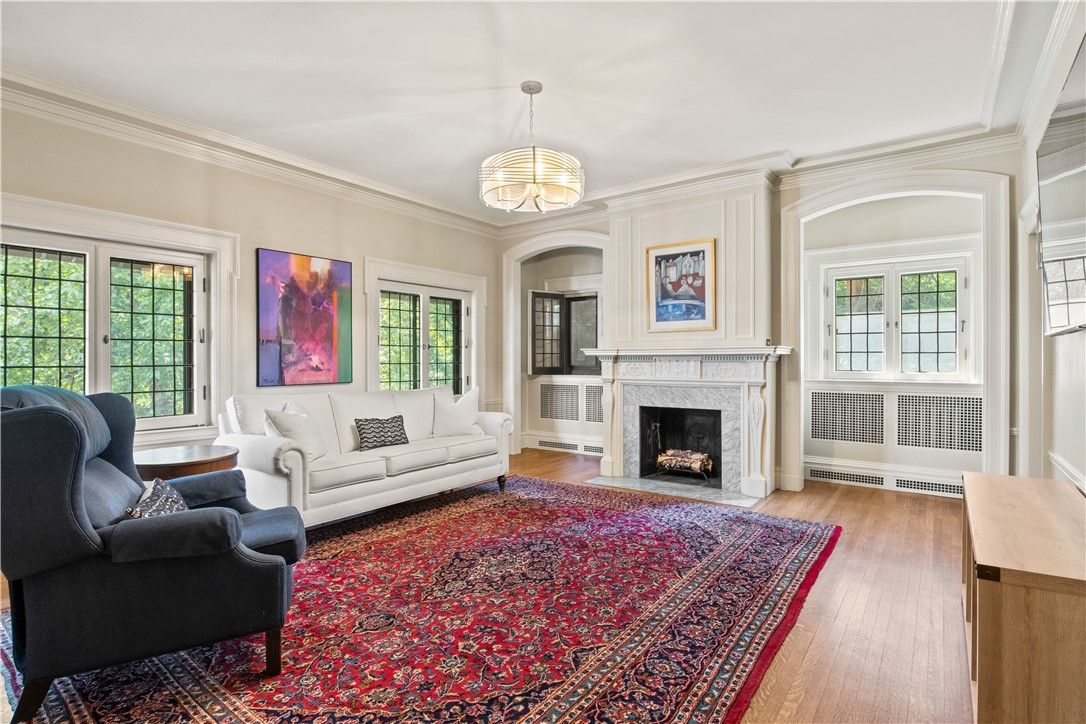 Fireplace, Interior, Living room, Pendant Lights, Wood Texture Flooring