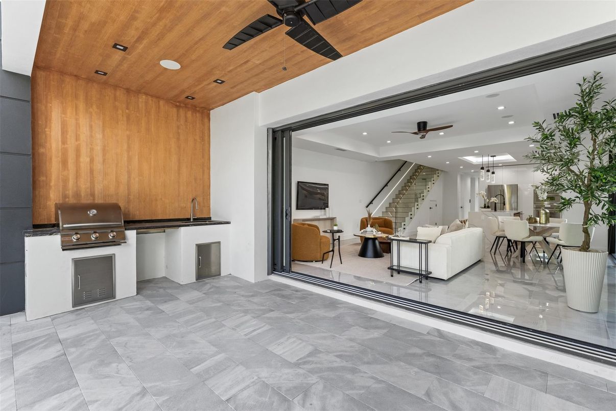 Dining room, Interior, Living room, Recessed Lighting, Wooden Ceilings