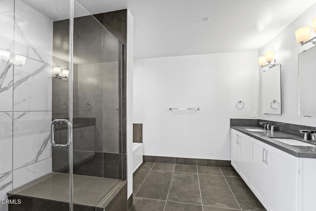 Bathroom, Dual Sink Vanities, Glass Shower, Interior, Marble Walls