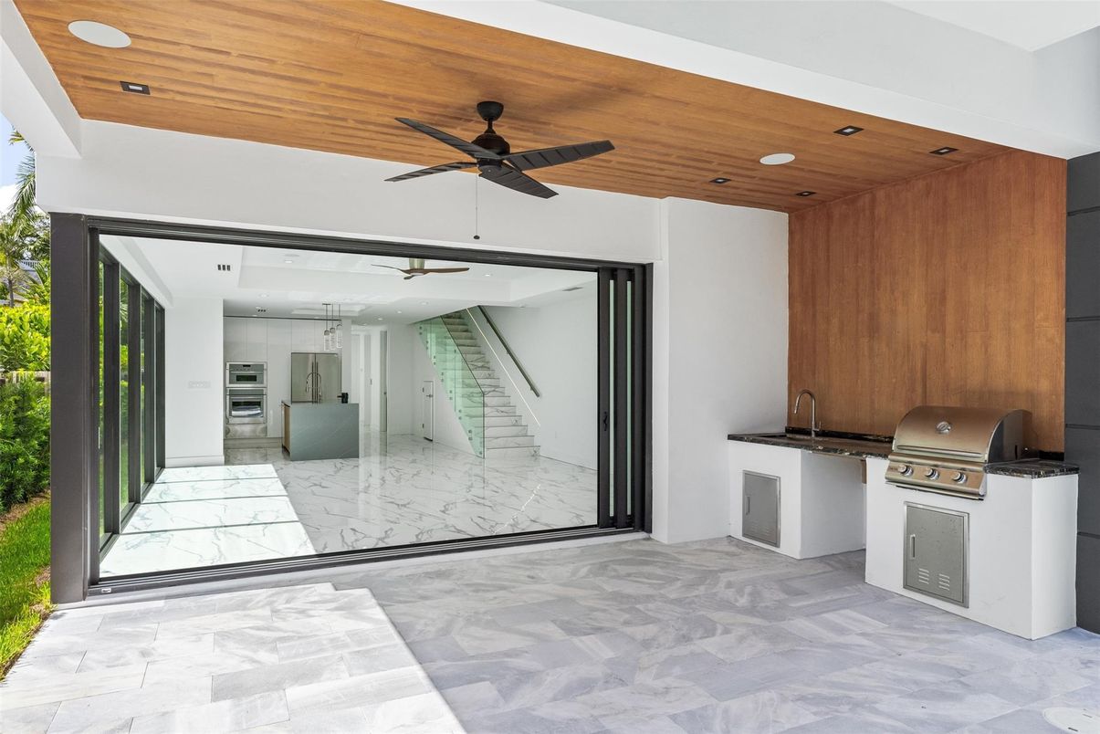 Interior, Kitchen, Marble, Recessed Lighting, Stainless Steel Appliances, Wooden Ceilings