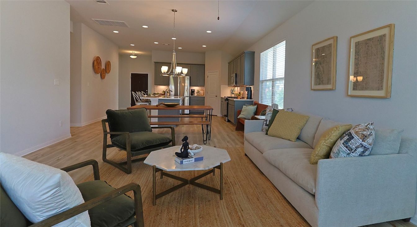Chandelier, Dining room, Interior, Living room, Pendant Lights, Recessed Lighting, Wood Texture Flooring