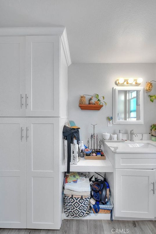 Bathroom, Dual Sink Vanities, Interior, Wood Texture Flooring