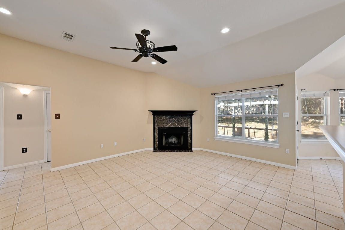 Empty room, Fireplace, Interior, Recessed Lighting