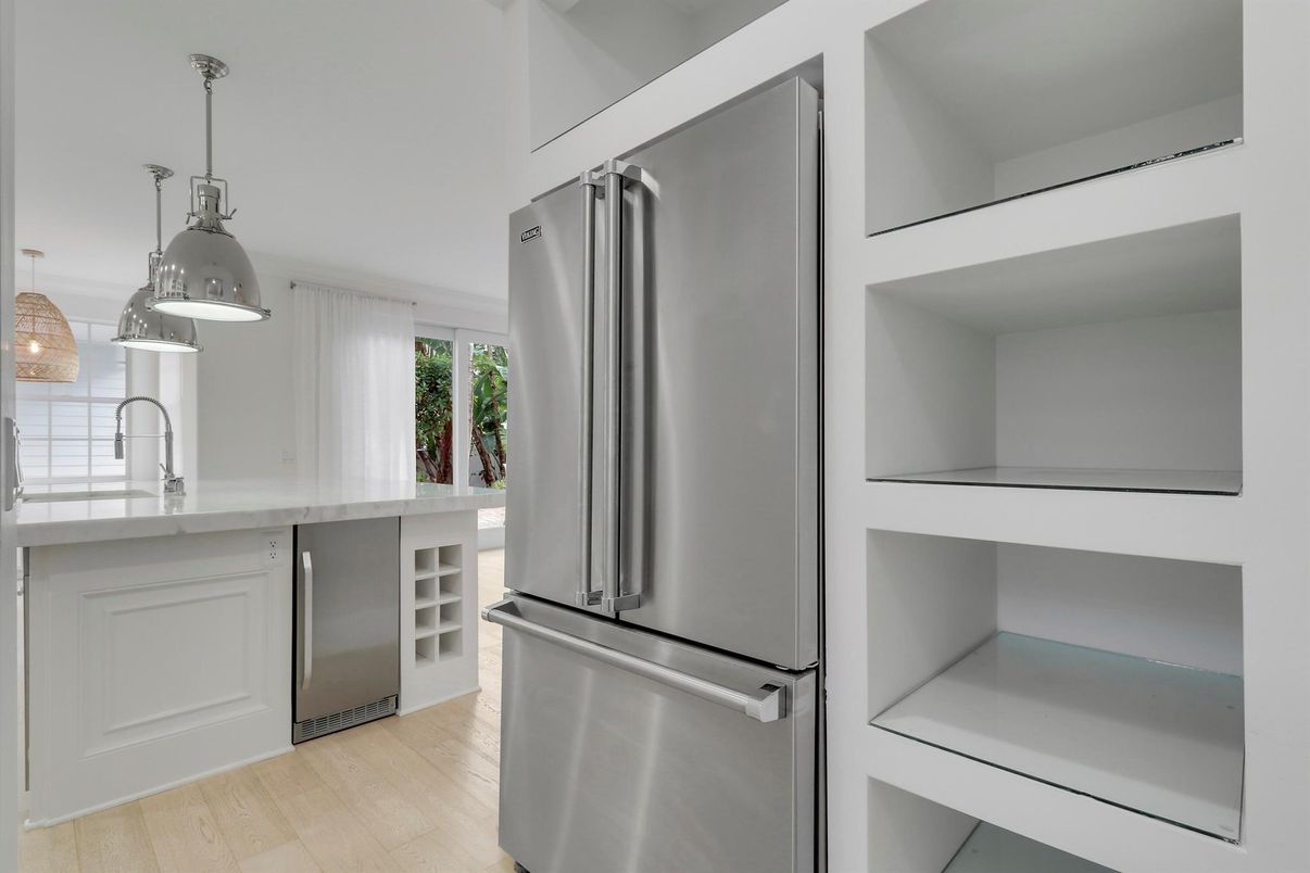 Interior, Kitchen, Pendant Lights, Stainless Steel Appliances, Wood Texture Flooring