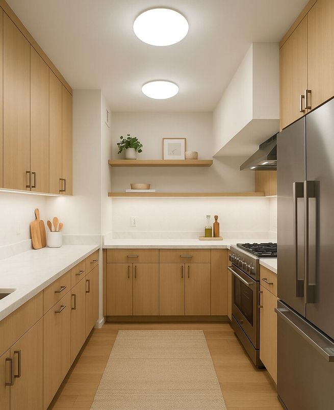 Interior, Kitchen, Stainless Steel Appliances, Wood Texture Flooring