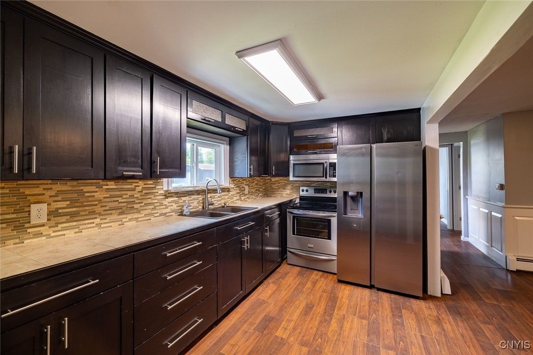 Interior, Kitchen, Stainless Steel Appliances, Wood Texture Flooring