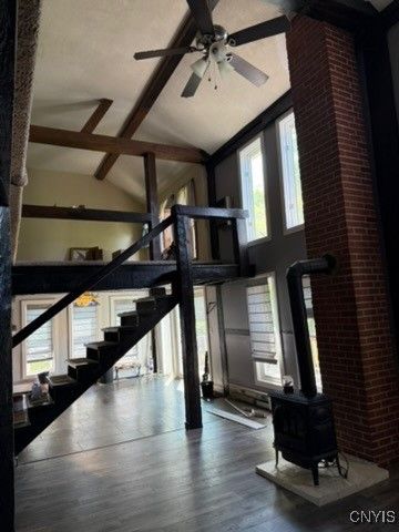 Interior, Stone Walls, Wooden Beams, Wood Texture Flooring