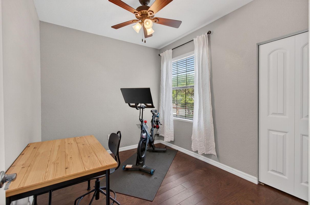 Fitness Equipment, Home Office, Interior, Wood Texture Flooring