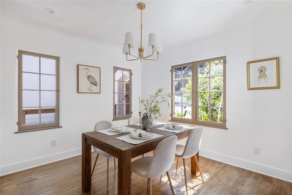 Chandelier, Dining room, Interior, Wood Texture Flooring