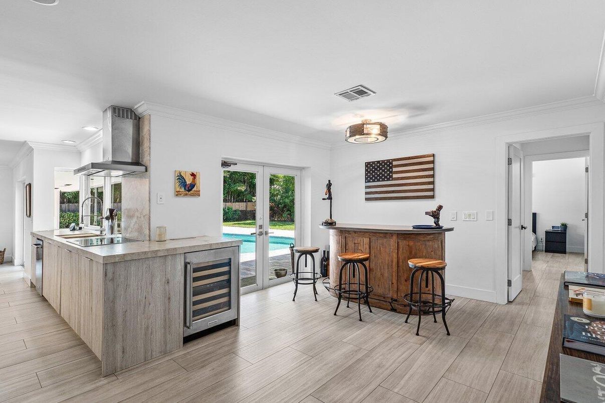 Interior, Kitchen, Recessed Lighting, Wood Texture Flooring