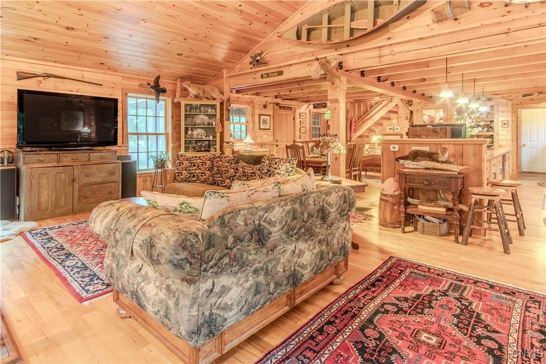 Interior, Living room, Pendant Lights, Piano, Wooden Beams, Wooden Ceilings, Wood Texture Flooring, Wooden Walls