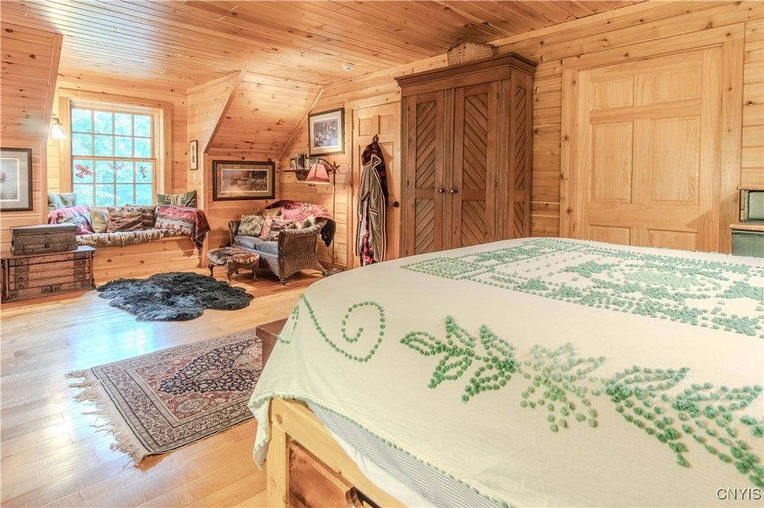 Bedroom, Interior, Recessed Lighting, Wooden Ceilings, Wood Texture Flooring, Wooden Walls