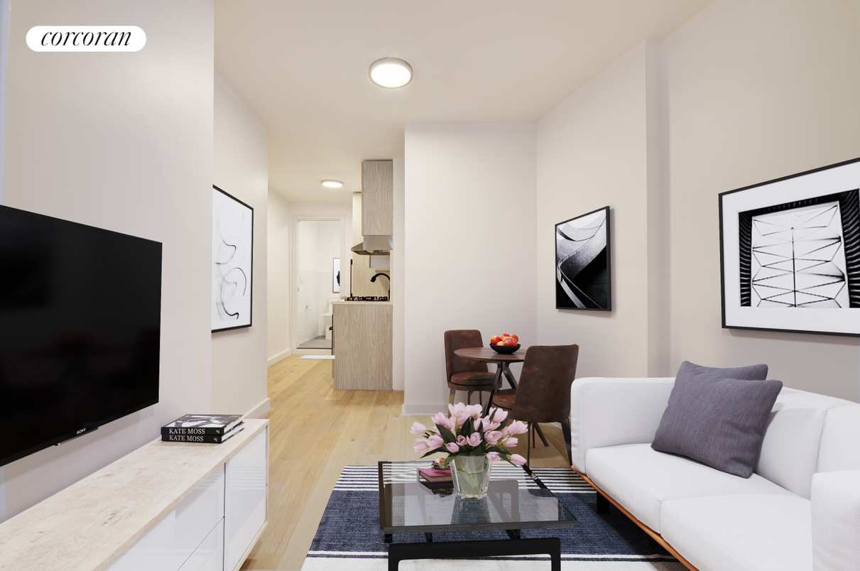 Dining room, Interior, Living room, Recessed Lighting, Wood Texture Flooring