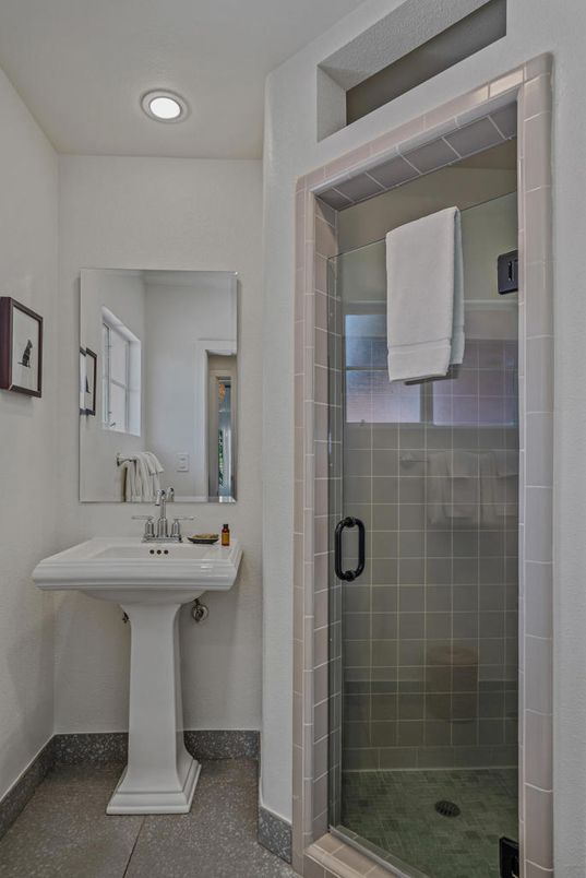 Bathroom, Glass Shower, Interior, Recessed Lighting