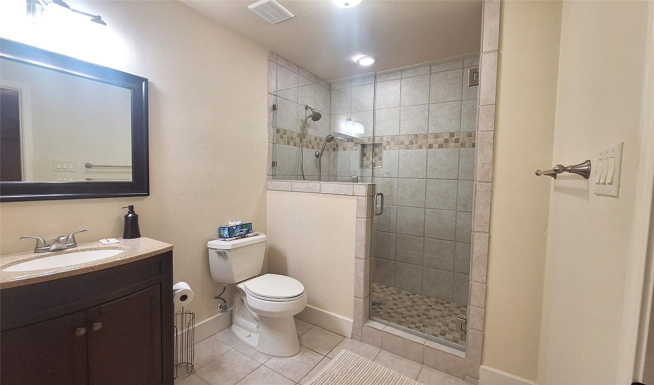 Bathroom, Glass Shower, Interior, Recessed Lighting