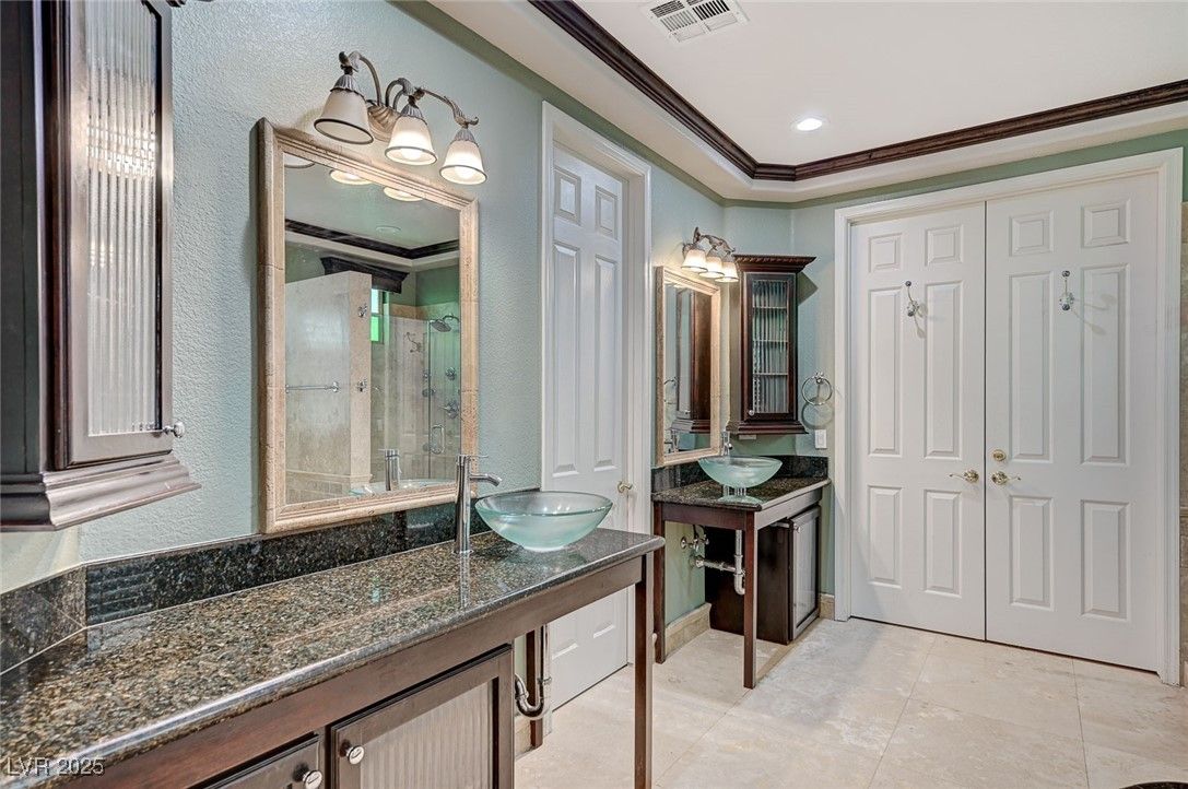 Bathroom, Dual Sink Vanities, Glass Shower, Interior, Recessed Lighting