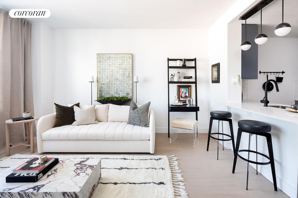 Interior, Living room, Pendant Lights, Wood Texture Flooring