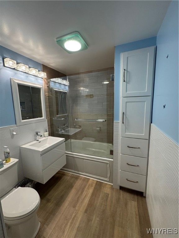Bathroom, Glass Shower, Interior, Wood Texture Flooring