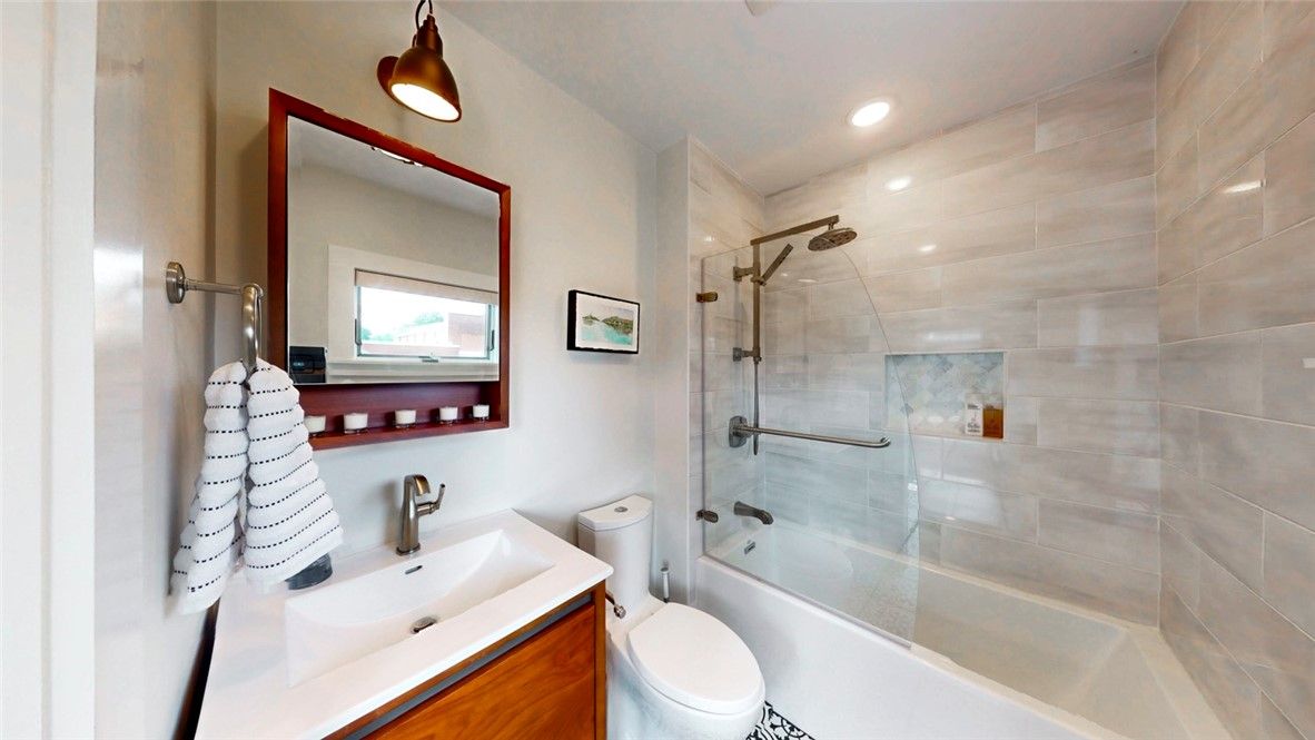 Bathroom, Glass Shower, Interior, Recessed Lighting