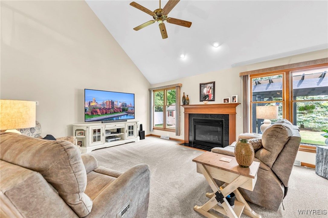 Fireplace, Interior, Living room, Recessed Lighting