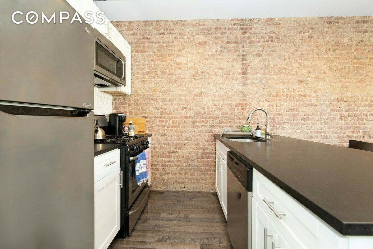 Interior, Kitchen, Stone Walls, Wood Texture Flooring
