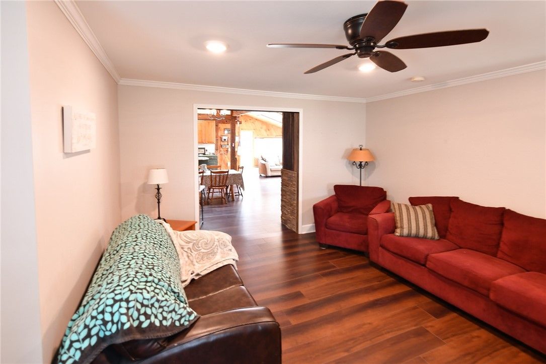 Dining room, Interior, Living room, Recessed Lighting, Wood Texture Flooring