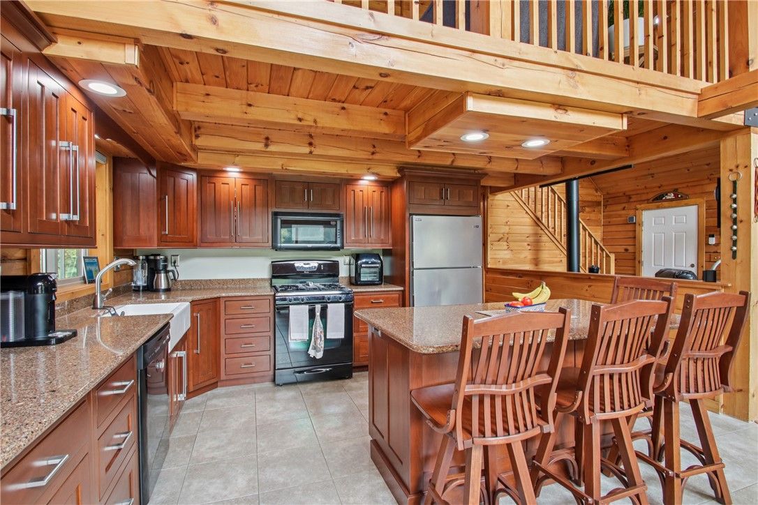 Interior, Kitchen, Recessed Lighting, Stainless Steel Appliances, Wooden Beams, Wooden Ceilings, Wooden Walls