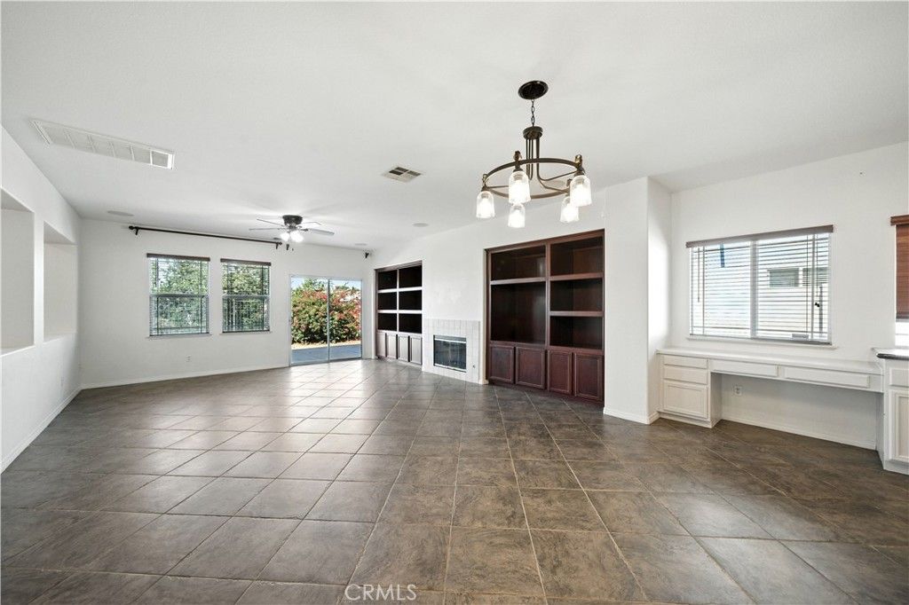 Empty room, Fireplace, Interior, Pendant Lights