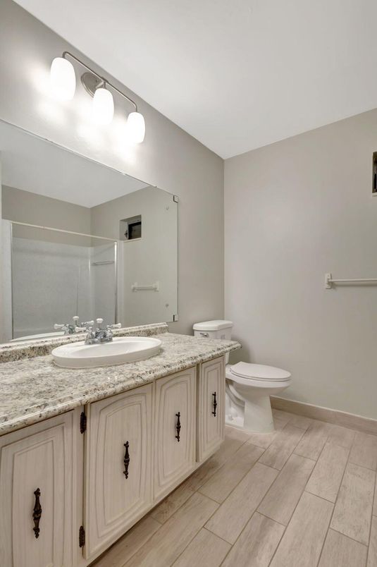 Bathroom, Dual Sink Vanities, Interior, Wood Texture Flooring