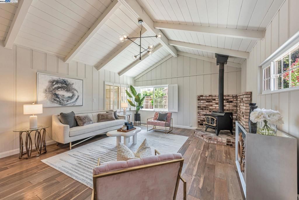 Fireplace, Interior, Living room, Stone Walls, Wood Texture Flooring